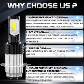 AQJ For Yamaha Rhino 450 660 700 Super White 80W H6M LED Headlight Bulbs 2X 6000K