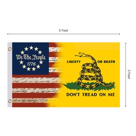 3x5 Feet Dont Tread on Me Flag - We The People 1776 American Flags for Outside/Inside - House Yard Holiday Decoration Banner - USA Flag or US Boat Flags or Banners Man Cave Funny