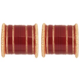 Efulgenz Indian Bridal Bangles Set Maroon Punjabi Chura Dulhan Choora Bangle Set for Women Faux Pearl Crystal Bridal Chura Bangles Punjabi Chuda Acrylic Bangle Set for Wedding Bracelet Fashion Jewelry Indian Wedding Bangles for Women