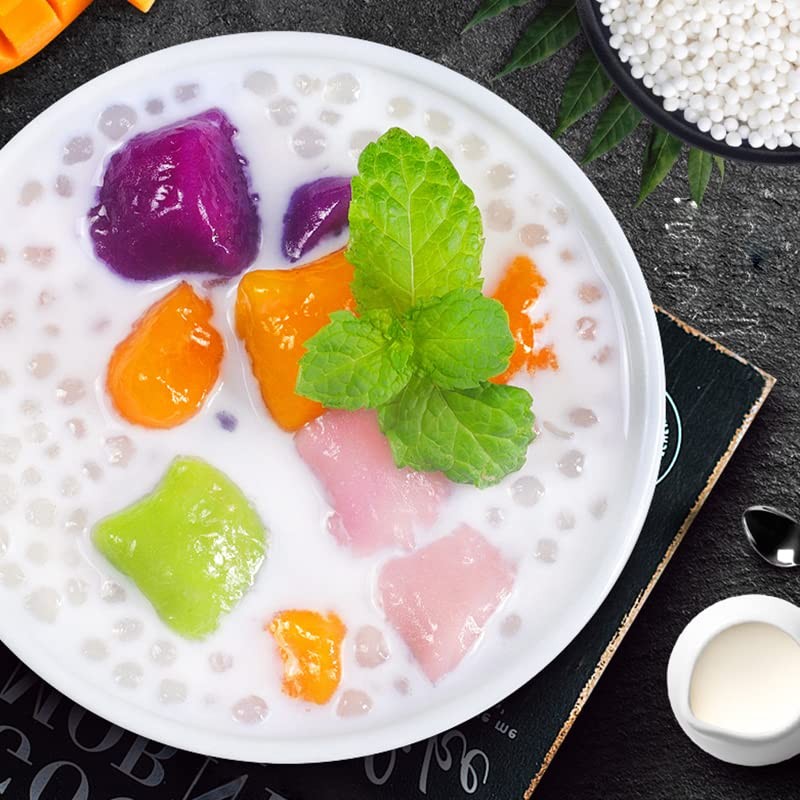 Small sago, coconut milk, sago dew, sago grains, raw mango