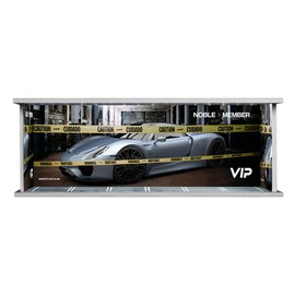 1/64 Model Car Display Case Diecast Diorama Garage，Simulated Parking Lot Model Miniature Scene Parking Lot PVC Assembly with Light Parking Space Model Display Frame Toy Display Box (Black)