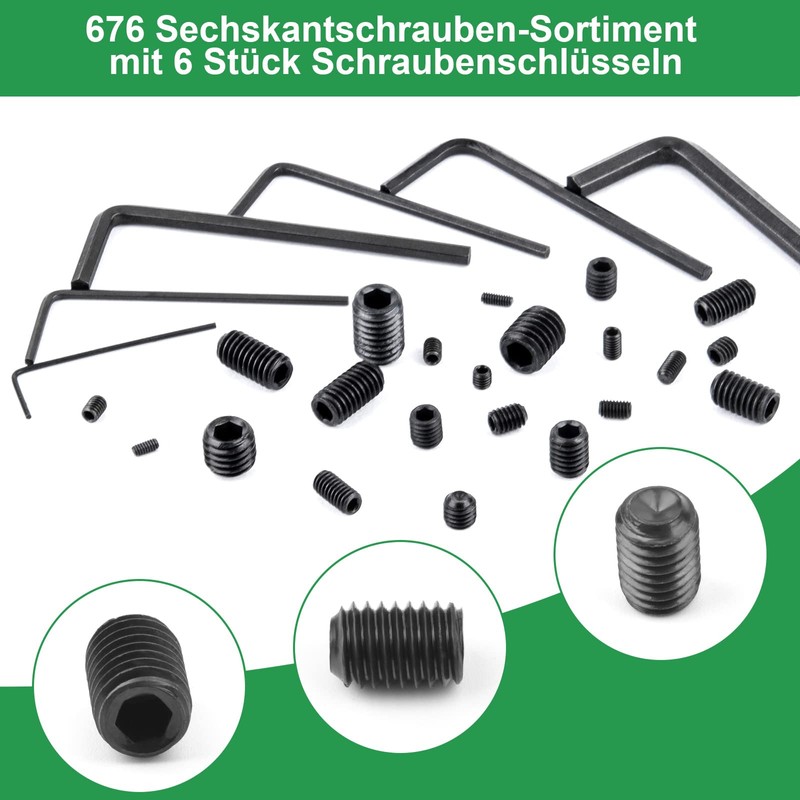 Foliv Set of 676 Grub Screws Assortment Set M2 M3