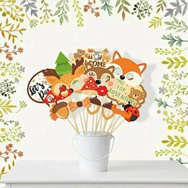 Unbranded  Woodland Animal Photo Booth Props Wild One Camping Forest Theme Party BX3