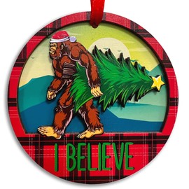 Fastpeace Bigfoot Ornament - Sasquatch Christmas 2 Layer Ornament - Ornament Perfect Holiday Decor, Funny Gift for Bigfoot Enthusiasts - Laser Engraved Ornament Xmas Décor