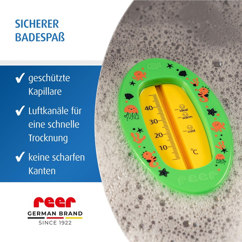 reer Oval Baby Bath Thermometer, Child-Safe Bath Thermometer, Optimal Bath