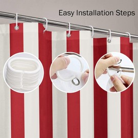 Emvency Red and White Stripe Shower Curtain Abstract Classic Beautiful Color Diagonal Waterproof Polyester Fabric 72 x 78 Inches Set with Hooks