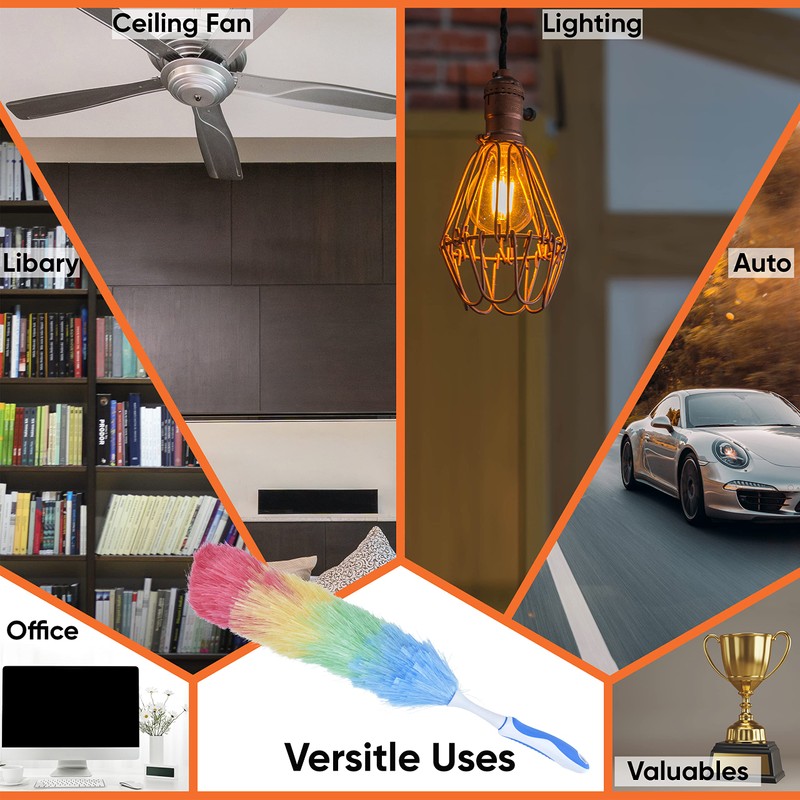 Superio Hand Duster for Cleaning, Rainbow Colored Dust Remover, Home,