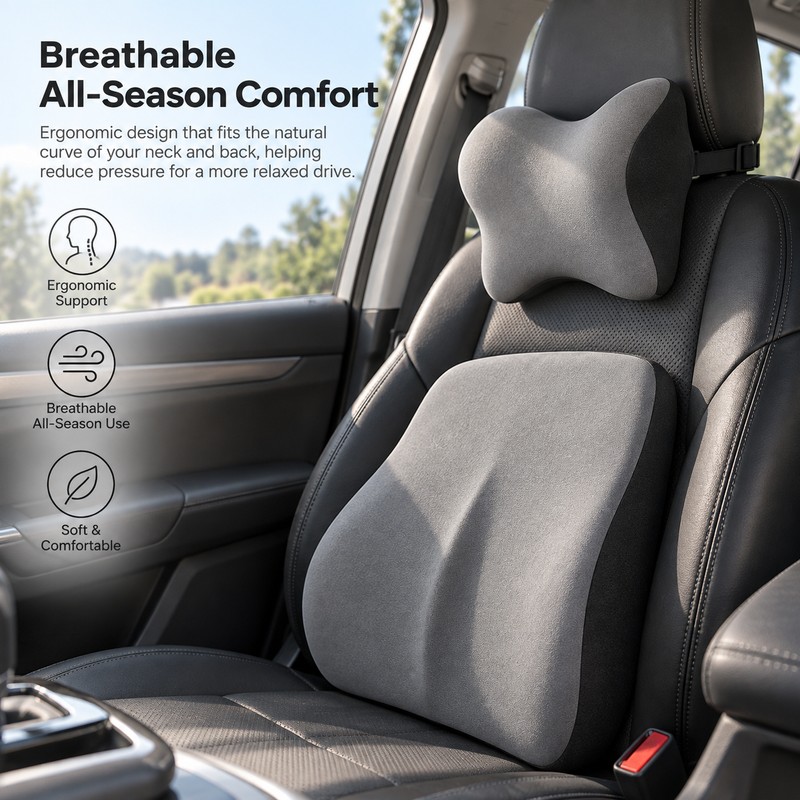 Premium Memory Foam Car Seat Cushion Set for Driving –