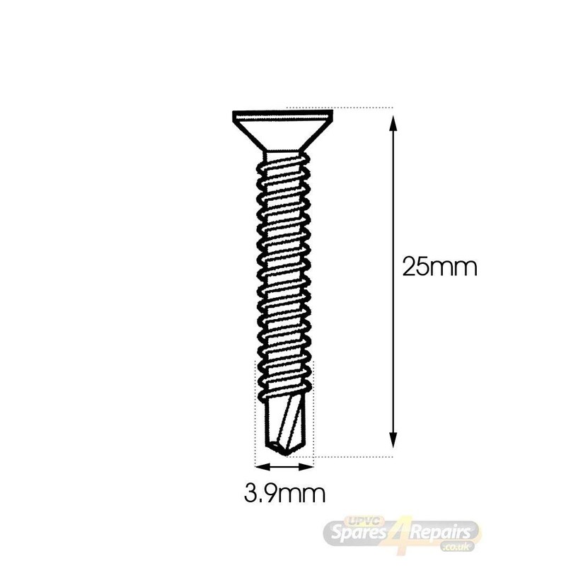 Gardinia 3.9mm x 25mm Upvc Flat Fixing Screws Silver Zinc