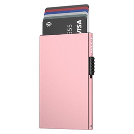 VULKIT Card Case for Men, Credit Card Holder, RFID Blocking Pop Up Card Case, Women's Minimalist Wallet, Slim RFID Wallet, Rose gold, Minimalist