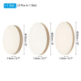 PATIKIL 6" 8" 12" Wooden Panel Board Unpainted Round Art Wood Canvas Panel Painting Board for DIY Craft Painting Wood Color