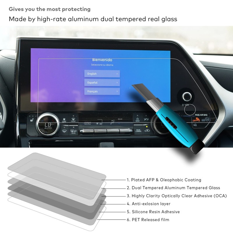 INNOSURE Tempered Glass Screen Protector for 2023/2024/2025 Toyota Highlander Limited/Platinum
