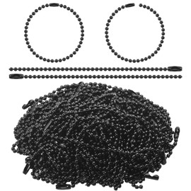LOKIPA Ball Chain with Connector, Silver, 4.7 inches (12 cm) (Black, 50 pcs)