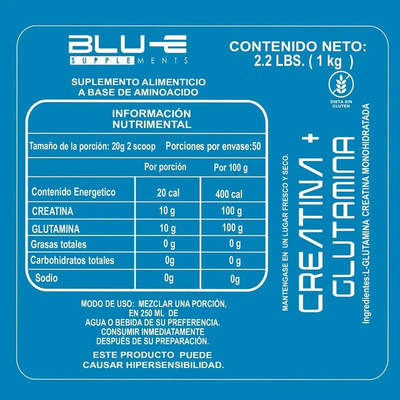 Blu-e Supplements Creatina Glutamina 1kg