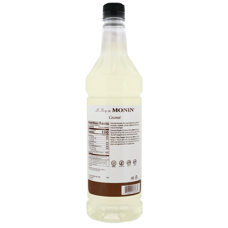 Monin - Coconut Syrup, Sweet and Rich, Great for Cocktails