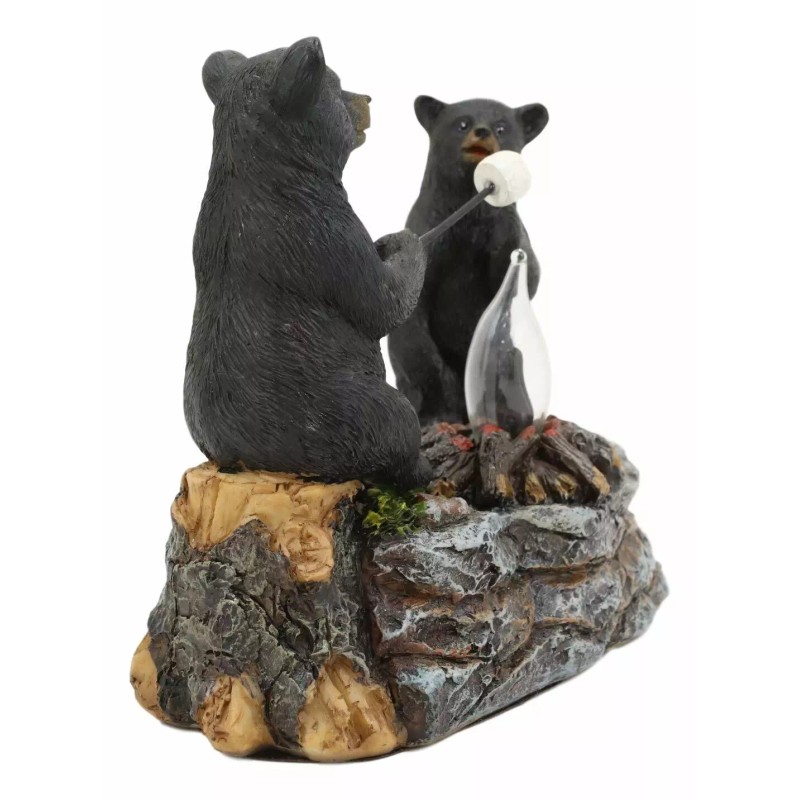 Rustic Forest Father Son Black Bears Making Smores Bonfire Night