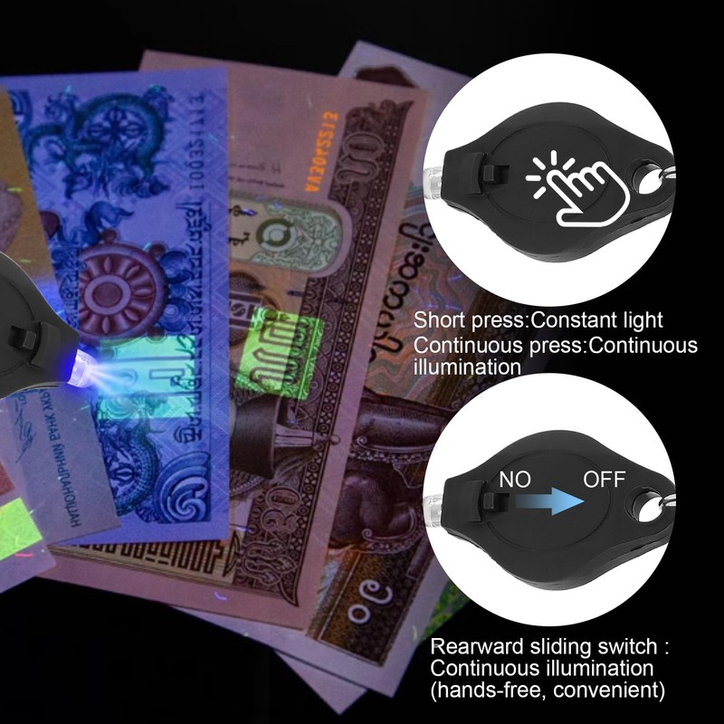 6Pcs Note Checker Blacklight Mini LED Keychain Torches Mini Keychain