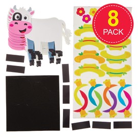 Baker Ross FX565 Cow Mix and Match Magnet Kits - Pack of 8, Farm Animal Foam Craft Kit for Kids