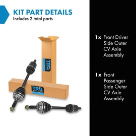 TRQ Front Driver and Passenger Side CV Axle Shaft Assembly Set Neoprene Boots Moly Greased Compatible with 1990-1993 Honda Accord Manual Transmission