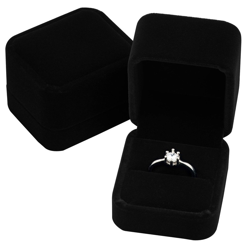 POKOFO Classic Velvet Engagement Ring Box Earring Jewelry Case Gift