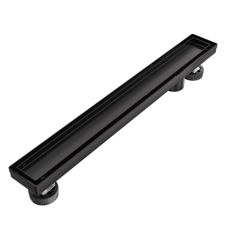 EXF Offset Linear Shower Drain 22 Inch Matte Black with