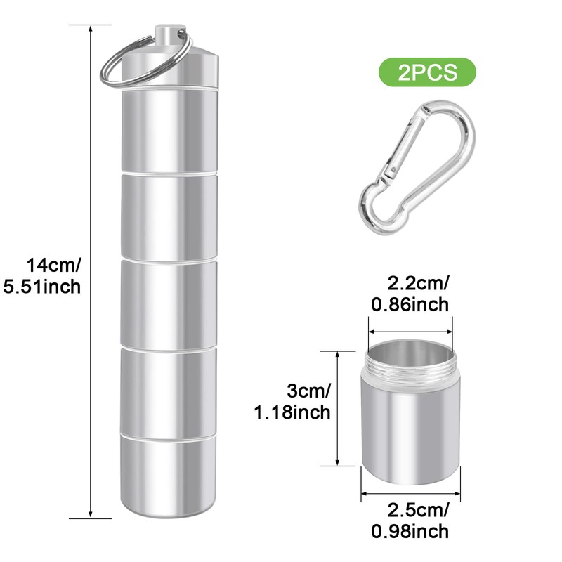 cersaty® Pack of 2 Pill Box Key Chains, 5 Separable