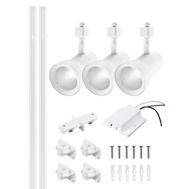 LEONLITE 18W Complete LED Track Lighting Kit, (3) H Type Spotlight & 8FT Track Rail & (1) Floating Canopy Connector & (1) I Connectors, CRI90+, 4000K Cool White, White