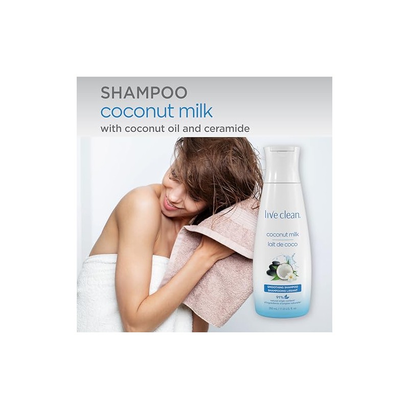Live Clean Coconut Milk Moisturizing Shampoo, 12 oz.