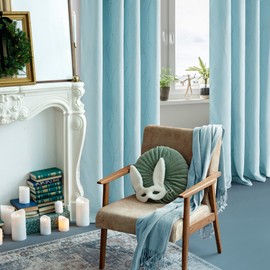 Deconovo Blackout Curtains - Thermal Insulated, Noise-Reducing Window Drapes for Bedroom, Living Room -2 Panels, Sky Blue, 52W x 84L