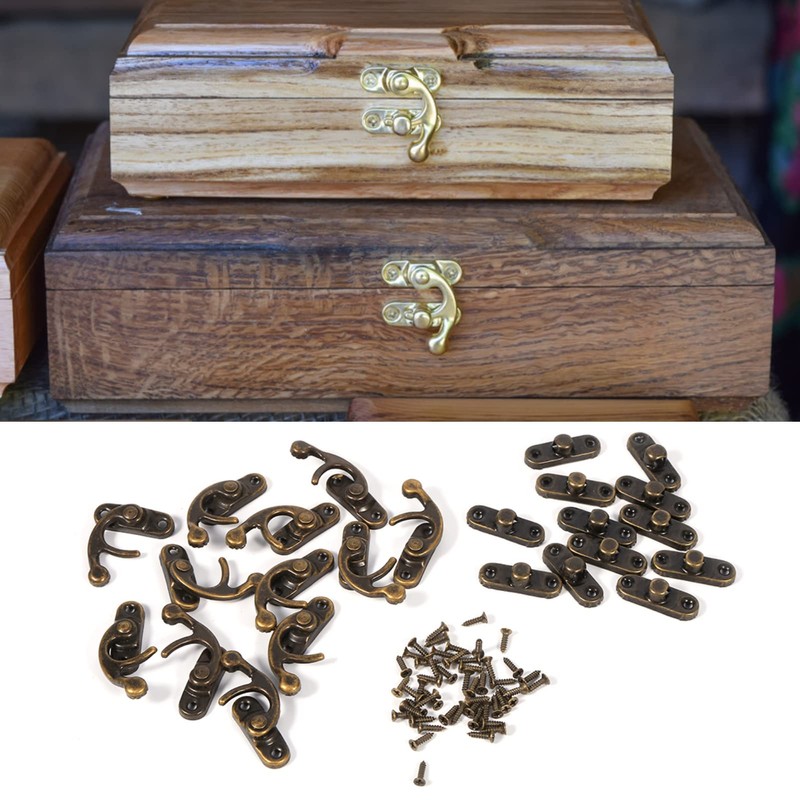 12X Antique Left/Right Latch Hook Hasp Horn Lock with Screws