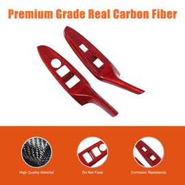 Compatible with Mazda MX-5 ND Miata 2016-2024+ Left Hand Driver Car Real Carbon Fiber 4pcs Front and Rear Doors Look Interior Door armrest Window Switch Panel Cover Trim (Red Carbon Fiber)