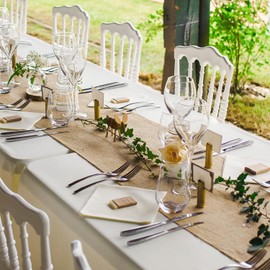 Natural Burlap Table Runners 118x12 Inches Table Runners for Events Home Weddings, Rustic Jute Burlap Rolls with Finished Edges for Farmhouse Party, Outdoor Tables, Kitchen Table Decor