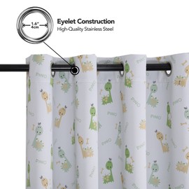 Clothink Curtain Children's Room Girls Boys – 140 x 210 cm Dinosaur Eyelets (1 Piece), Blackout Curtain, Children's Curtain, Opaque