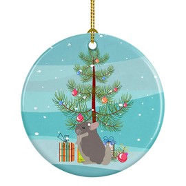 Caroline's Treasures Beige Wellman Chinchilla Merry Christmas Ceramic Ornament Christmas Tree Hanging Decorations for Home Christmas Holiday, Party, Gift, 3 in, Multicolor