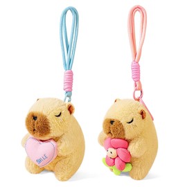 Cute Capybara Plush Keychain Set - Adorable Stuffed Animal Decor