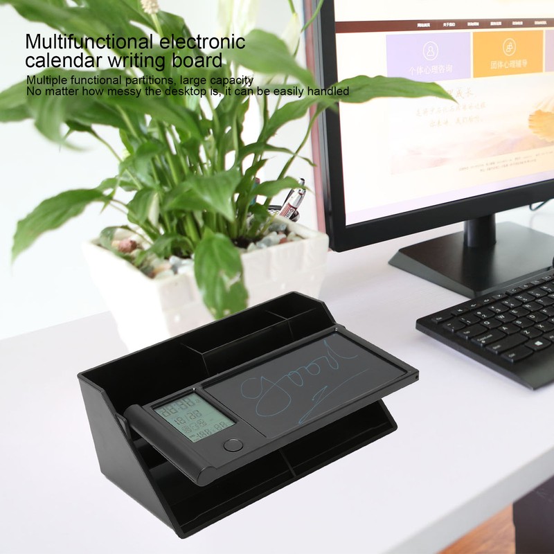 Multifunctional Electronic Calendar Desktop Storage Box with LCD Writing Pad