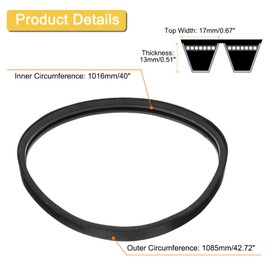sourcing map 2/B40 Classic Wrapped 2 Banded V-Belt, 43" Outside Circumference B Profile V-Belt
