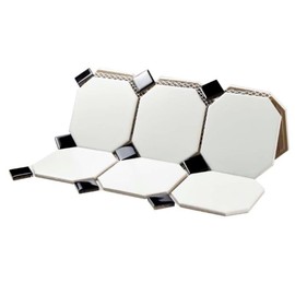 Tenedos 4" White Octagon Matte Porcelain Mosaic Tile with Glossy Black Dots for Bathroom Floor, Shower Wall, Kitchen Backsplash, Pool, Accent Decor (1 Sheet)