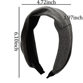 Wide Fabric Headbands for Women Gray Cloth Head Band Hairband for Women’s Hair Thick Extra Large Hair Band Non Slip Wide Headband