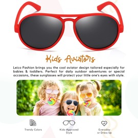 LEICO FASHION Toddler Baby Infant Polarized Aviator Sunglasses for Boys Girls Kids Age 0-4 - Shatterproof Rubberized Frame