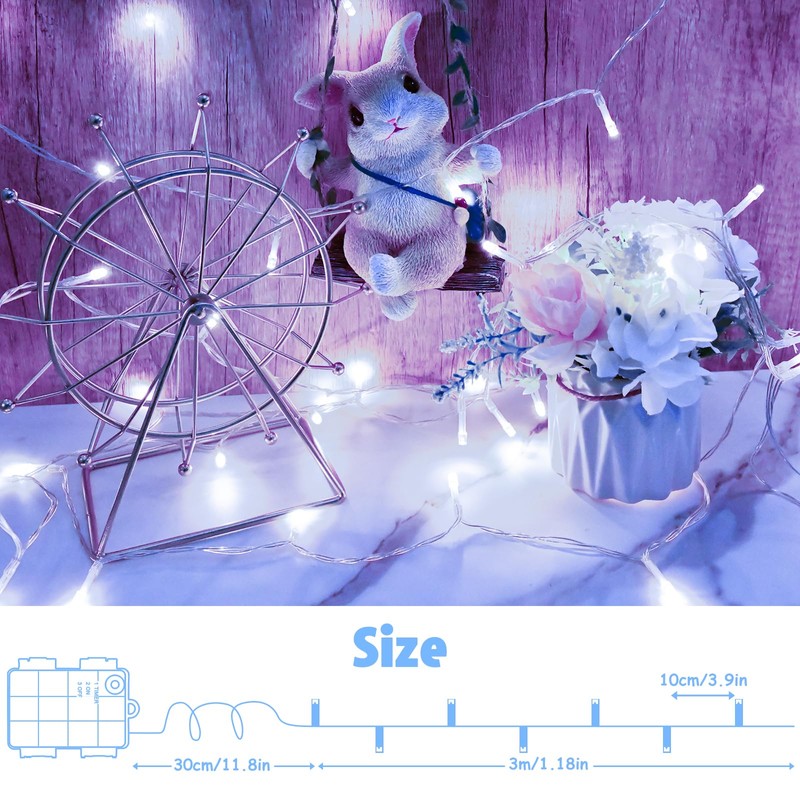 cshare String Lights Outdoor Waterproof 9.8ft 30 LED, Cool White