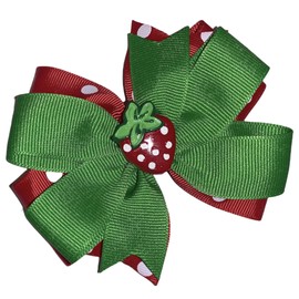 Strawberry Red Pinwheel Hair Bow 4"