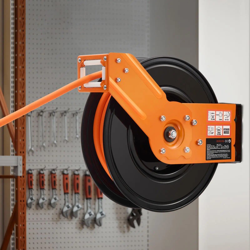 Auto-Rewind 5FT Lead Retractable Air Hose Reel 3/8IN X 50FT