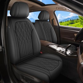 Full Set Car Seat Covers Fit for Nissan Rogue 2010-2023 2024 2025 Breathable Faux Leather Waterproof Seat Cushion with Airbag Compatible Automotive Interior Accessories (Black)-2 Rows 5 Seats