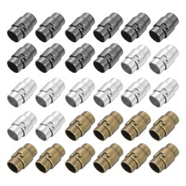 sourcing map 30 Pcs Magnetic Clasps, 8mm /0.31 Inch Leather Cord End Caps Magnetic Bracelet Clasps and Closures for Jewelry Making DIY Bracelet Closures, Silver, Bronze, Black