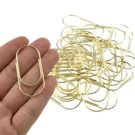HAHIYO Paper Clips Sturdy 2 inches Length 30 Pack Wide Paperclips Heavy Duty Tight Grip Rust Proof Reusable Metal Bright Gold for Home Office School