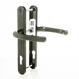 TSS UPVC Door Handle Set in Anthracite Grey, 92mm PZ (Centres), Lever/Lever, Screw to Screw 215mm with Backplate 246mm x 32mm - Grey Replacement PVC Door Handle