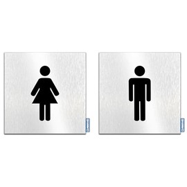 Türschilder24 Aluminium Dibond Sign, Door Sign, 120 x 120 x 3 mm, Toilet Toilet Set for Men and Women, 100% Made in Germany (Set Women/Men)