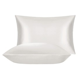 100% Mulberry Silk Charmeuse Silk Pillowcase With Lyocell underside for Hair and Skin 2pc Envelope Closure (50x75cm Pillowcase (Pack of 2), White)