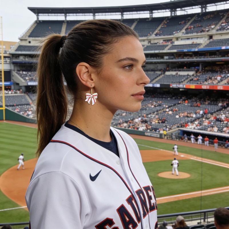Cute Wooden Gnome Baseball Earring for Women|Asymmetric Dwarf Baseball Earrings|The